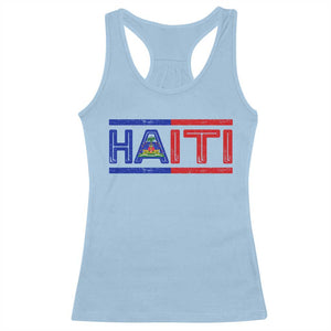 Haiti Flag Racerback Tank Top Vintage Haitian Pride Ayiti Roots TS10 Light Blue Print Your Wear
