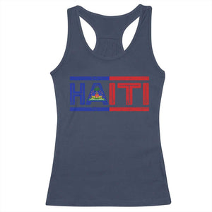 Haiti Flag Racerback Tank Top Vintage Haitian Pride Ayiti Roots TS10 Navy Print Your Wear