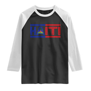 Haiti Flag Raglan Shirt Vintage Haitian Pride Ayiti Roots TS10 Black White Print Your Wear