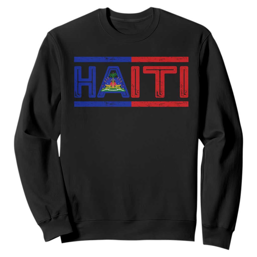 Haiti Flag Sweatshirt Vintage Haitian Pride Ayiti Roots TS10 Black Print Your Wear