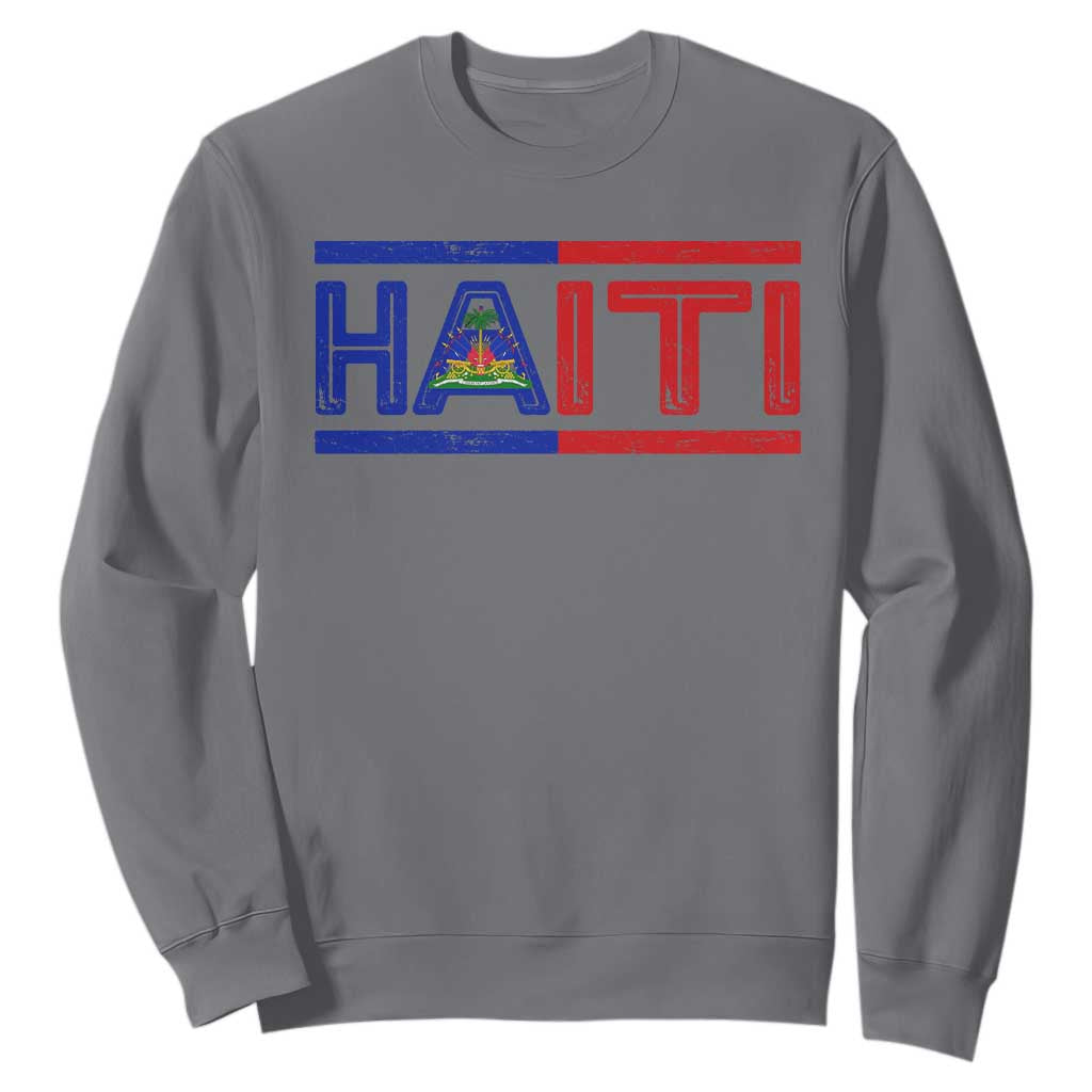 Haiti Flag Sweatshirt Vintage Haitian Pride Ayiti Roots TS10 Charcoal Print Your Wear