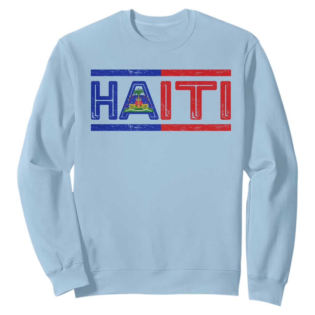 Haiti Flag Sweatshirt Vintage Haitian Pride Ayiti Roots TS10 Light Blue Print Your Wear