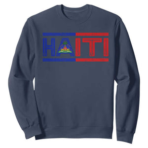 Haiti Flag Sweatshirt Vintage Haitian Pride Ayiti Roots TS10 Navy Print Your Wear