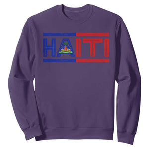 Haiti Flag Sweatshirt Vintage Haitian Pride Ayiti Roots TS10 Purple Print Your Wear