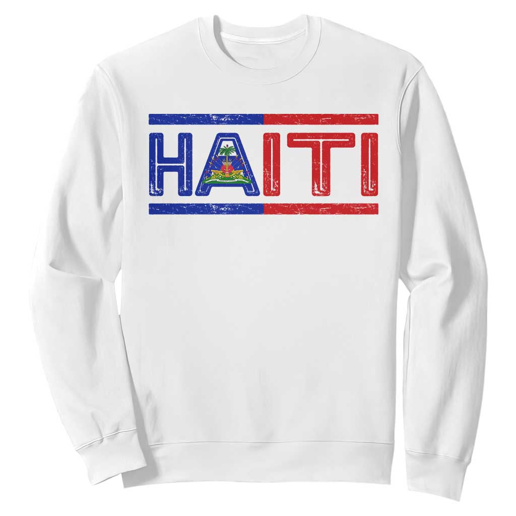 Haiti Flag Sweatshirt Vintage Haitian Pride Ayiti Roots TS10 White Print Your Wear