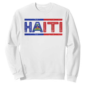 Haiti Flag Sweatshirt Vintage Haitian Pride Ayiti Roots TS10 White Print Your Wear
