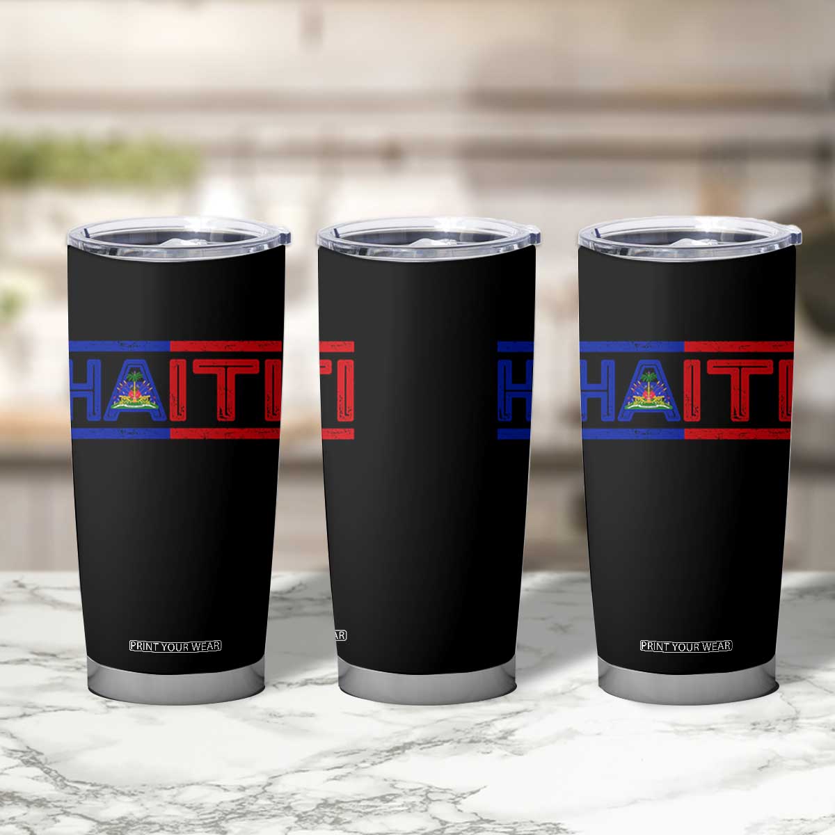 Haiti Flag Tumbler Cup Vintage Haitian Pride Ayiti Roots TS10 Print Your Wear
