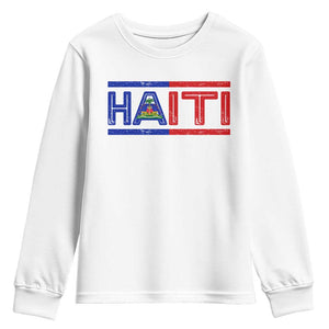 Haiti Flag Youth Sweatshirt Vintage Haitian Pride Ayiti Roots TS10 White Print Your Wear