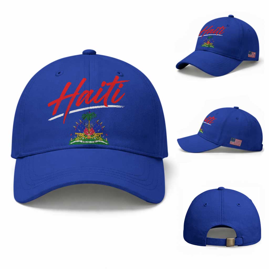 Retro Haiti Baseball Cap Haitian Gift Ayiti Roots TS10 Baseball Cap Universal Fit Royal Blue Print Your Wear