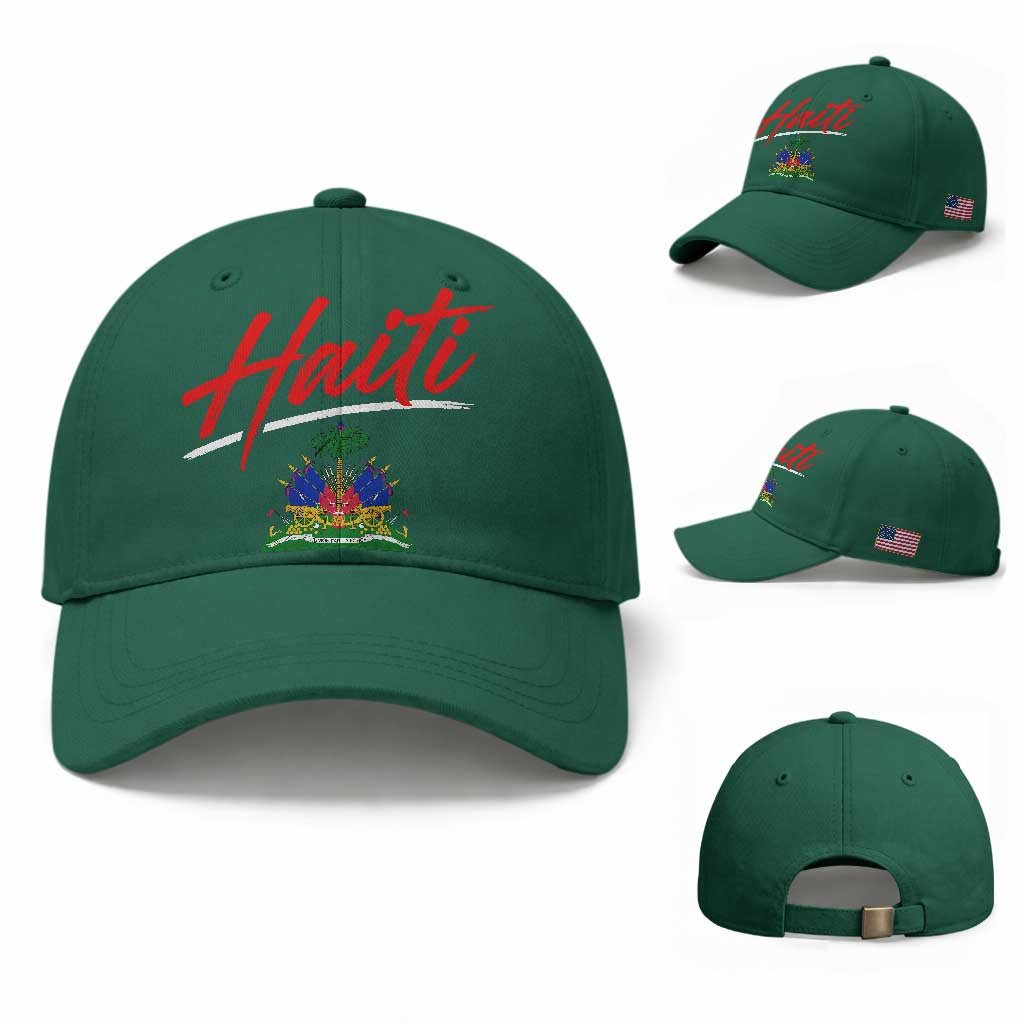 Retro Haiti Baseball Cap Haitian Gift Ayiti Roots TS10 Baseball Cap Universal Fit Irish Green Print Your Wear