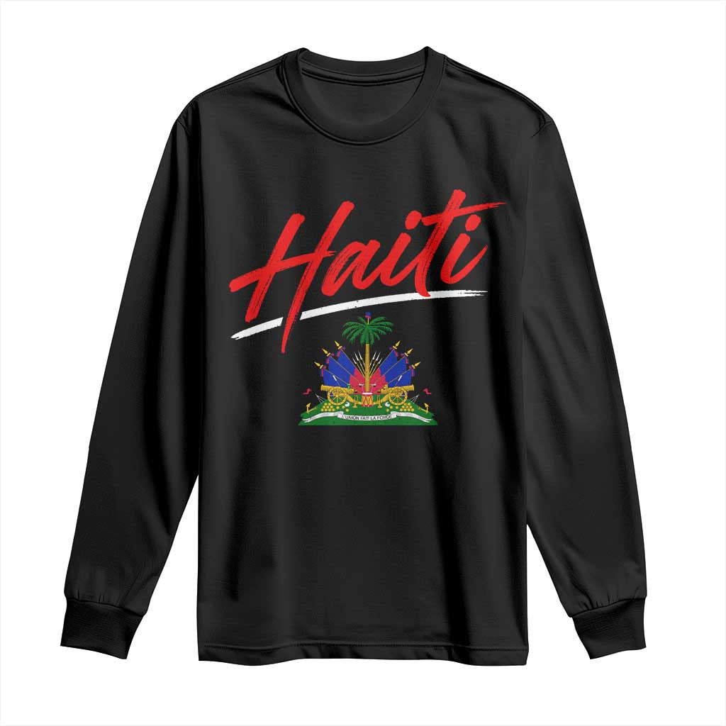 Retro Haiti Long Sleeve Shirt Haitian Gift Ayiti Roots TS10 Black Print Your Wear