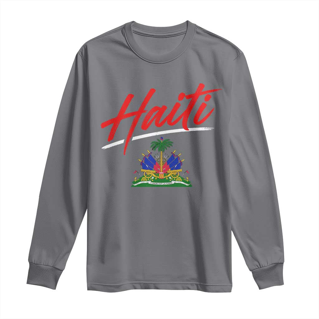 Retro Haiti Long Sleeve Shirt Haitian Gift Ayiti Roots TS10 Charcoal Print Your Wear