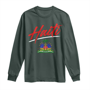 Retro Haiti Long Sleeve Shirt Haitian Gift Ayiti Roots TS10 Dark Forest Green Print Your Wear