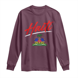 Retro Haiti Long Sleeve Shirt Haitian Gift Ayiti Roots TS10 Maroon Print Your Wear