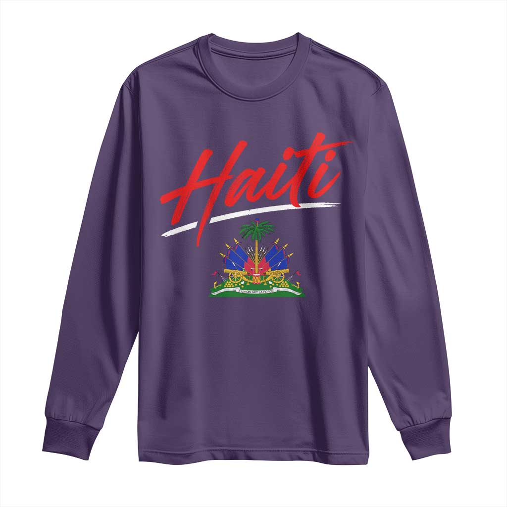 Retro Haiti Long Sleeve Shirt Haitian Gift Ayiti Roots TS10 Purple Print Your Wear