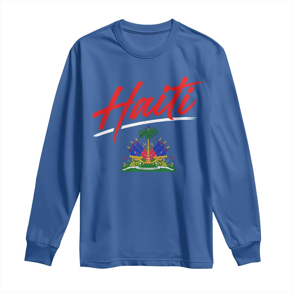 Retro Haiti Long Sleeve Shirt Haitian Gift Ayiti Roots TS10 Royal Blue Print Your Wear