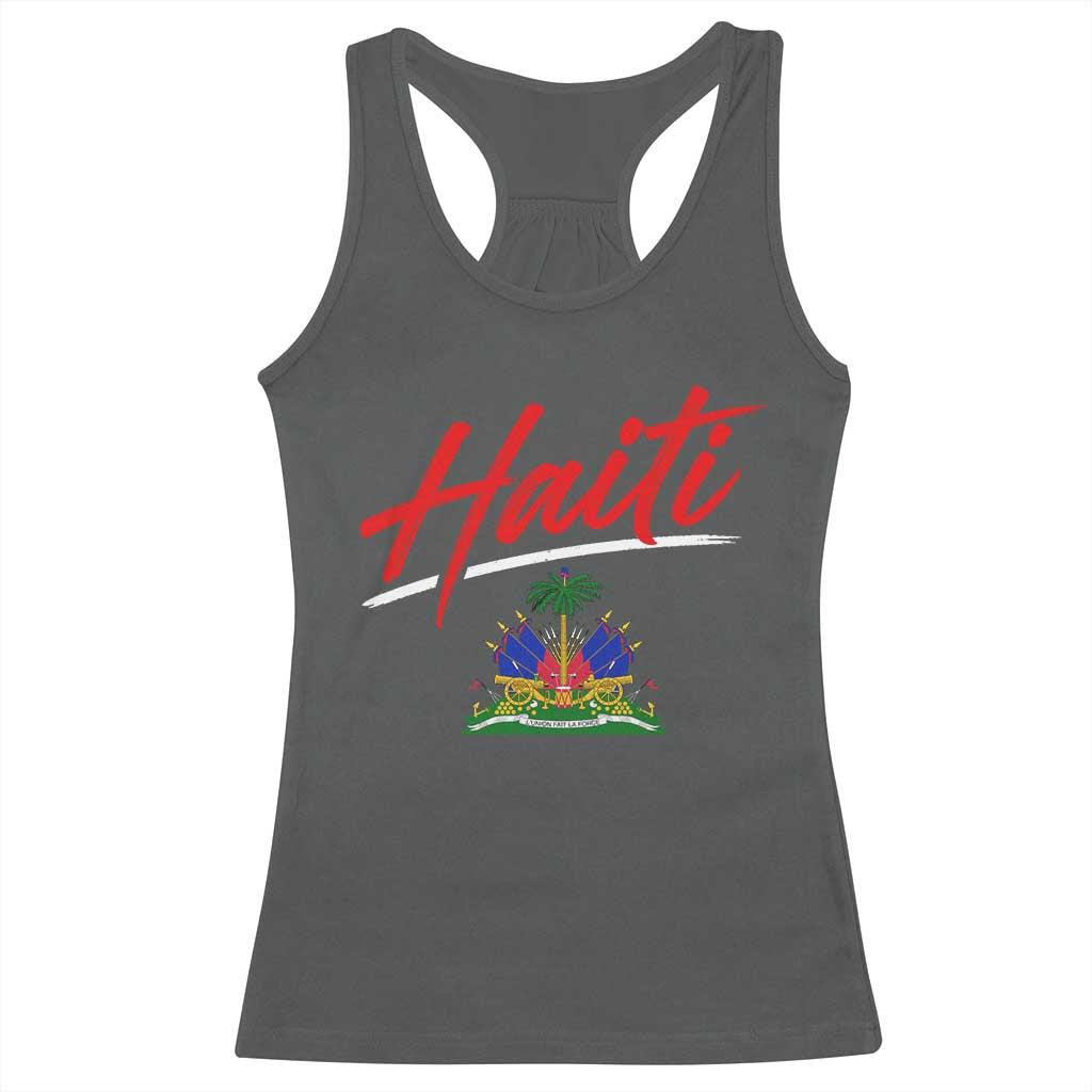 Retro Haiti Racerback Tank Top Haitian Gift Ayiti Roots TS10 Dark Heather Print Your Wear
