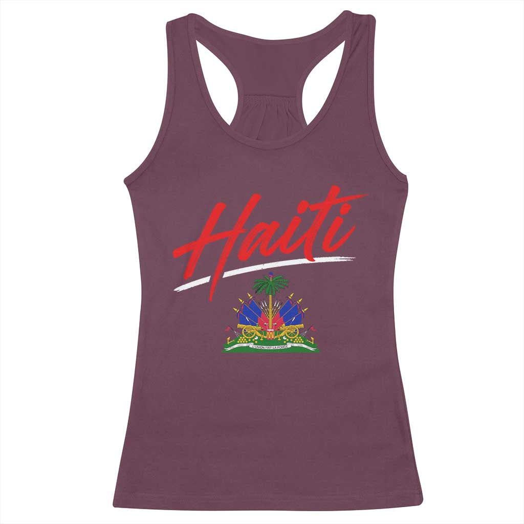 Retro Haiti Racerback Tank Top Haitian Gift Ayiti Roots TS10 Maroon Print Your Wear