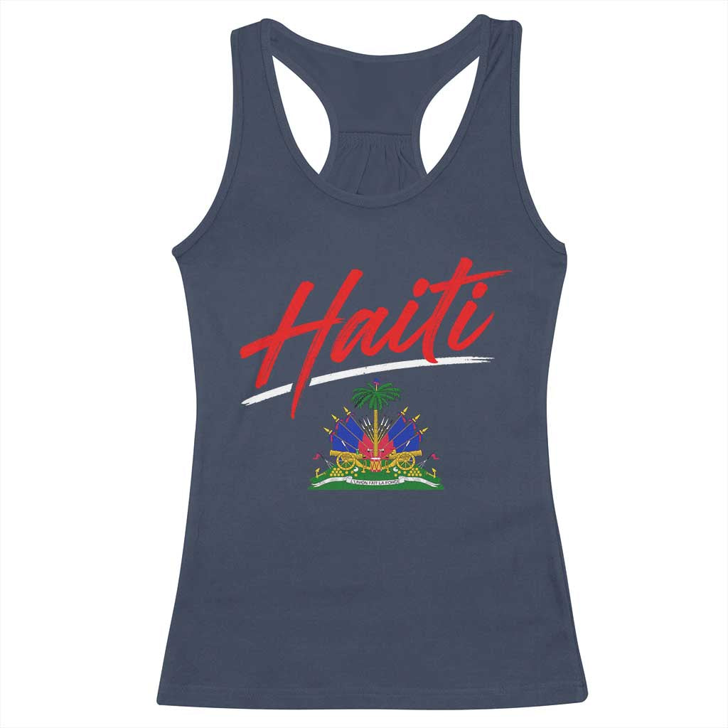 Retro Haiti Racerback Tank Top Haitian Gift Ayiti Roots TS10 Navy Print Your Wear