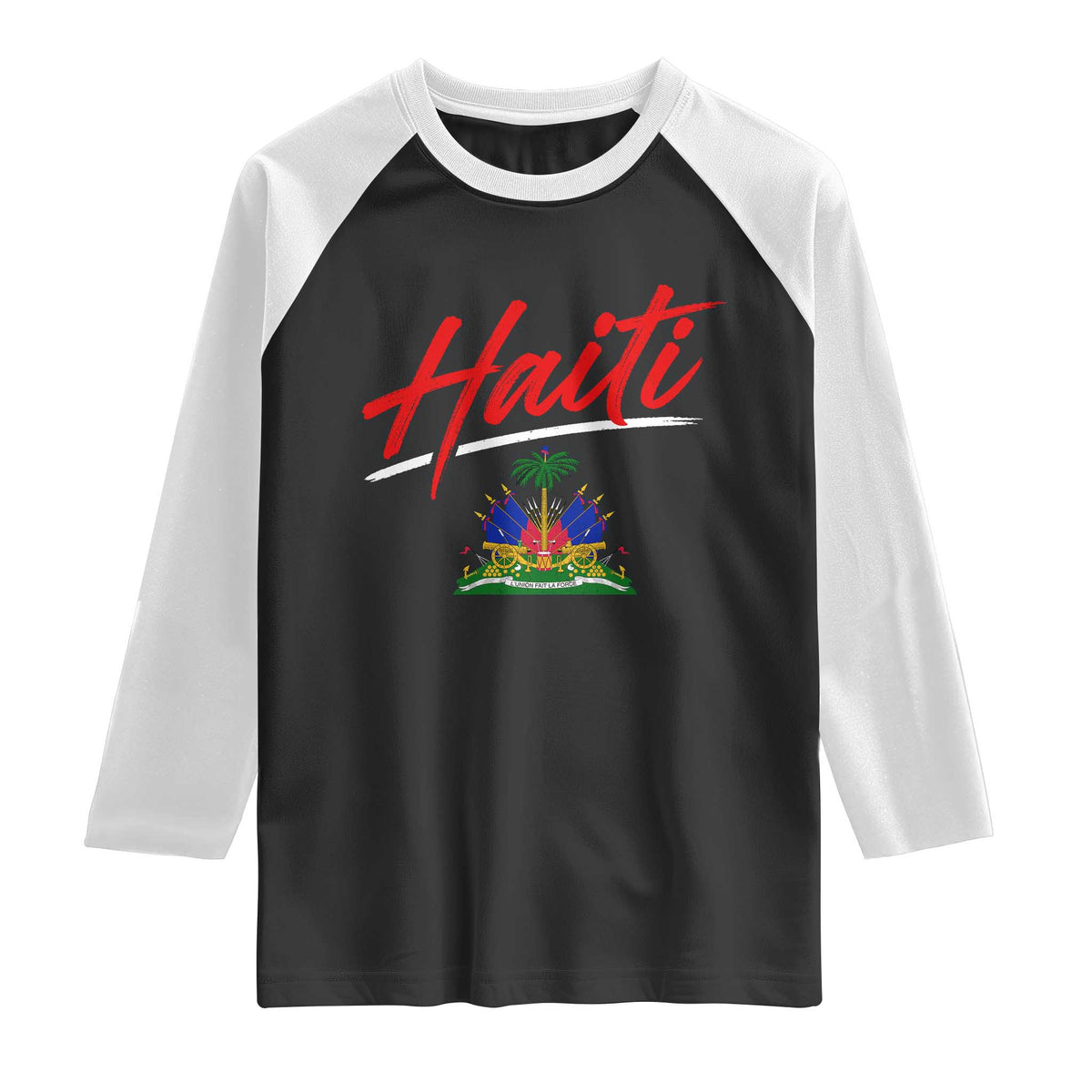 Retro Haiti Raglan Shirt Haitian Gift Ayiti Roots TS10 Black White Print Your Wear
