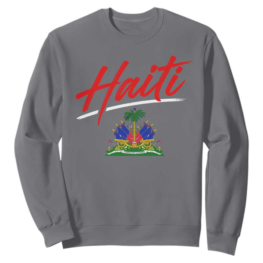 Retro Haiti Sweatshirt Haitian Gift Ayiti Roots TS10 Charcoal Print Your Wear