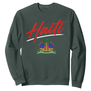 Retro Haiti Sweatshirt Haitian Gift Ayiti Roots TS10 Dark Forest Green Print Your Wear