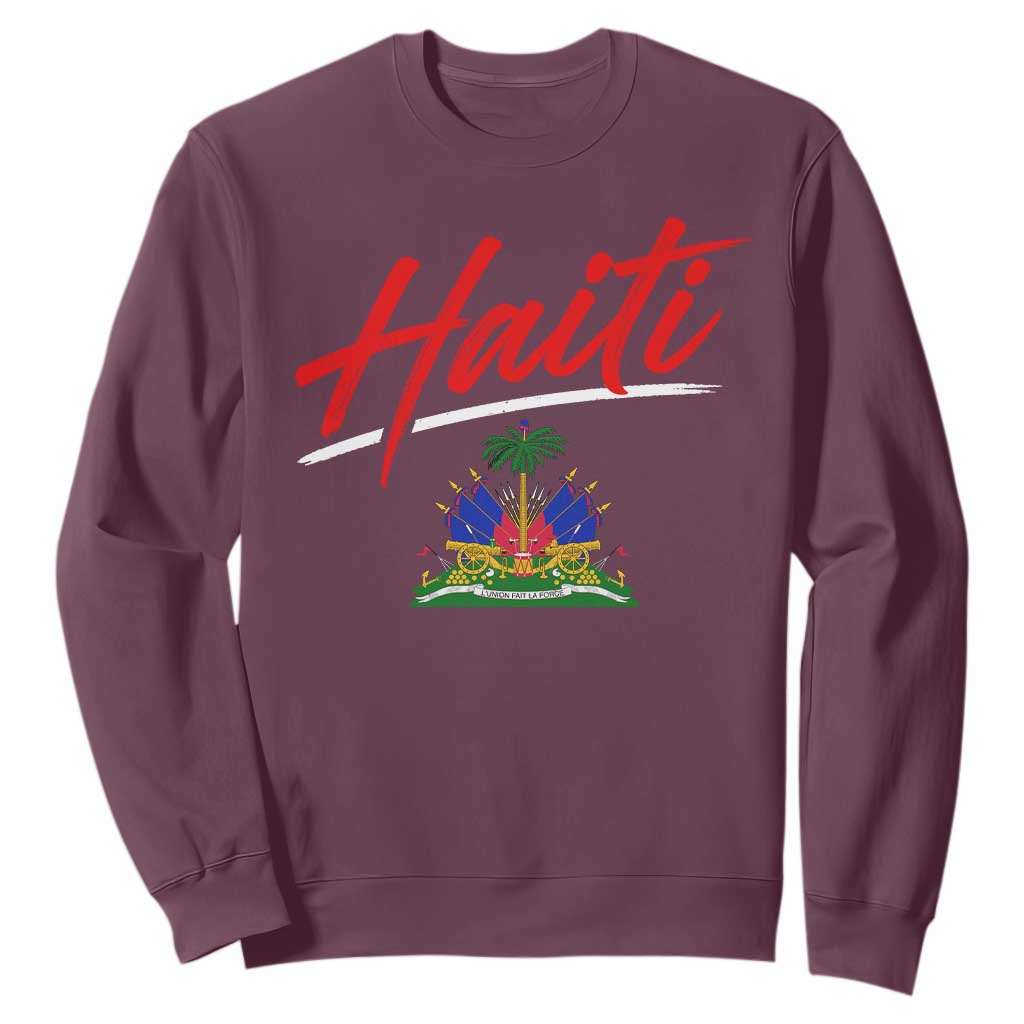 Retro Haiti Sweatshirt Haitian Gift Ayiti Roots TS10 Maroon Print Your Wear