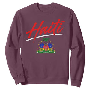 Retro Haiti Sweatshirt Haitian Gift Ayiti Roots TS10 Maroon Print Your Wear