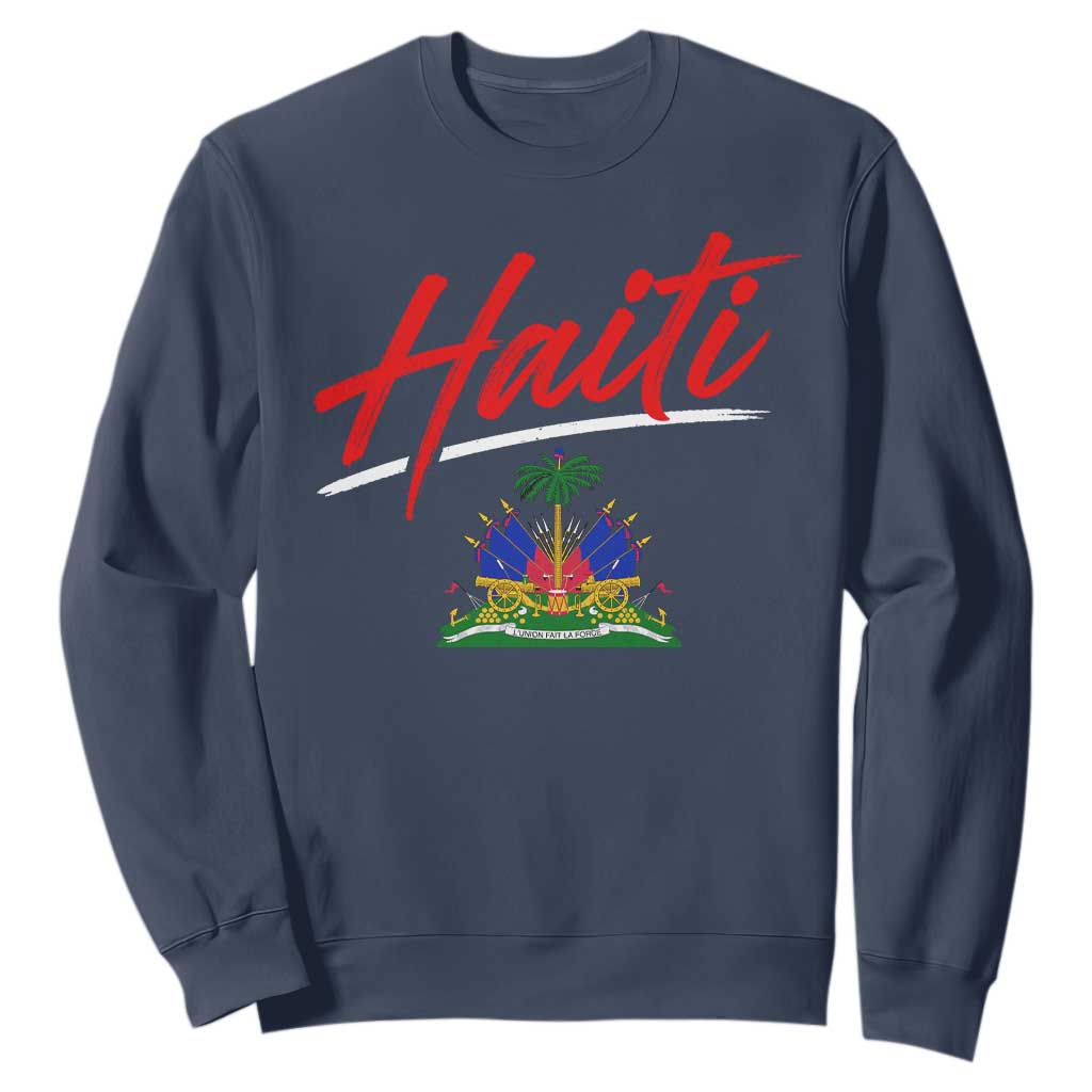Retro Haiti Sweatshirt Haitian Gift Ayiti Roots TS10 Navy Print Your Wear