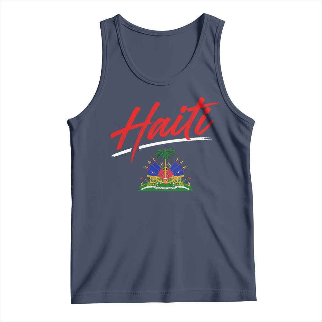 Retro Haiti Tank Top Haitian Gift Ayiti Roots TS10 Navy Print Your Wear