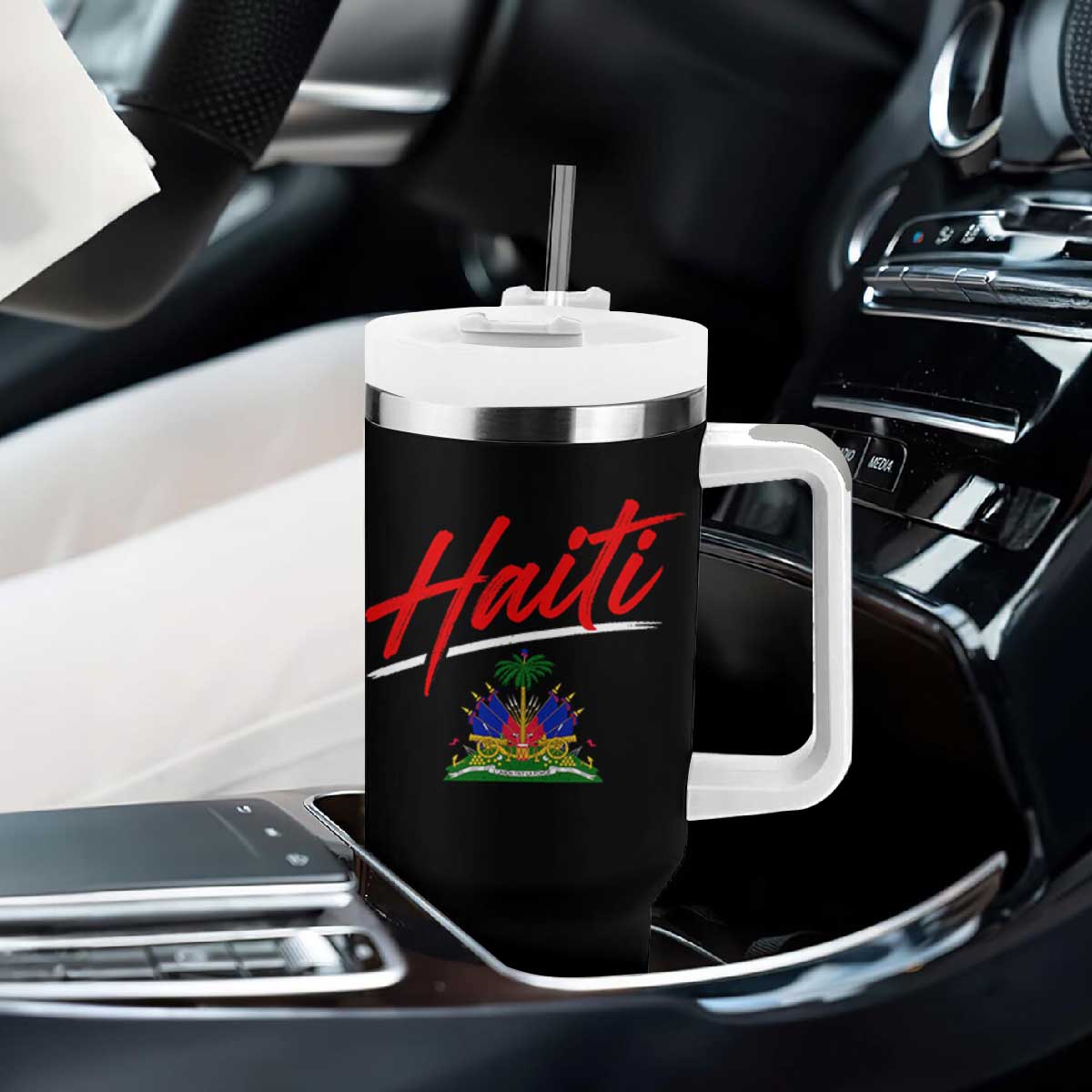Retro Haiti Tumbler With Handle Haitian Gift Ayiti Roots TS10 Print Your Wear