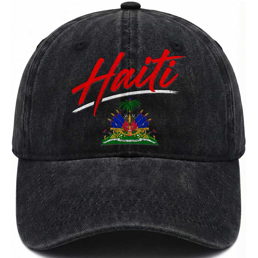 Retro Haiti Washed Cotton Baseball Cap Haitian Gift Ayiti Roots TS10 Print Your Wear