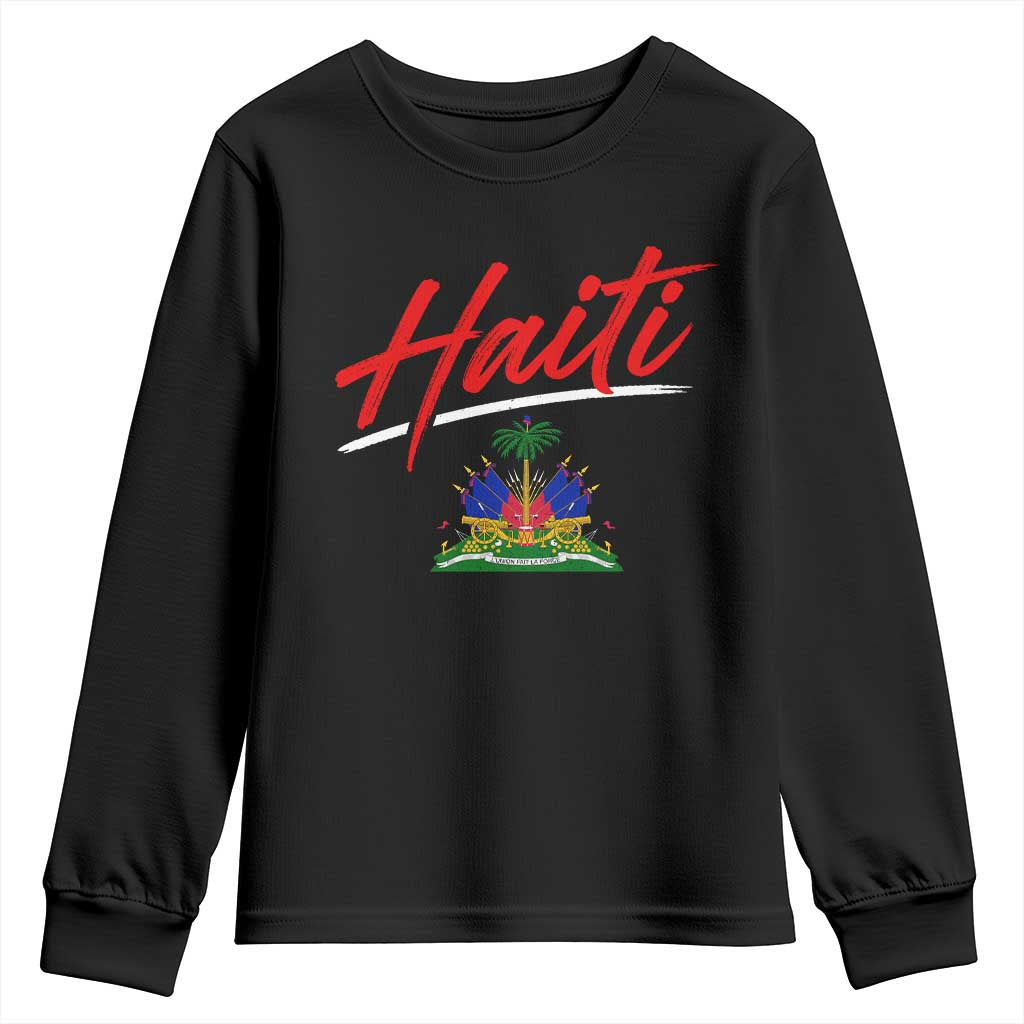 Retro Haiti Youth Sweatshirt Haitian Gift Ayiti Roots TS10 Black Print Your Wear