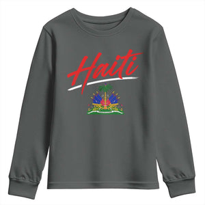 Retro Haiti Youth Sweatshirt Haitian Gift Ayiti Roots TS10 Dark Heather Print Your Wear