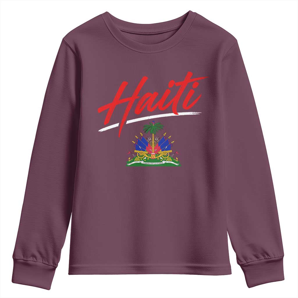 Retro Haiti Youth Sweatshirt Haitian Gift Ayiti Roots TS10 Maroon Print Your Wear