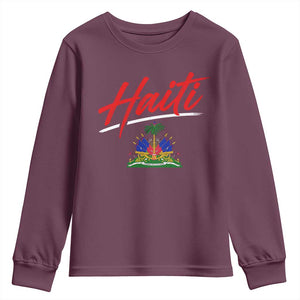 Retro Haiti Youth Sweatshirt Haitian Gift Ayiti Roots TS10 Maroon Print Your Wear
