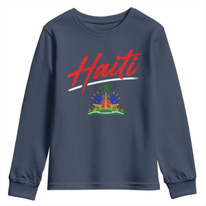 Retro Haiti Youth Sweatshirt Haitian Gift Ayiti Roots TS10 Navy Print Your Wear