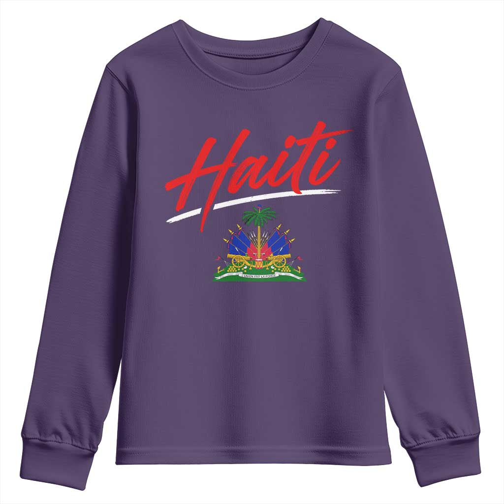 Retro Haiti Youth Sweatshirt Haitian Gift Ayiti Roots TS10 Purple Print Your Wear
