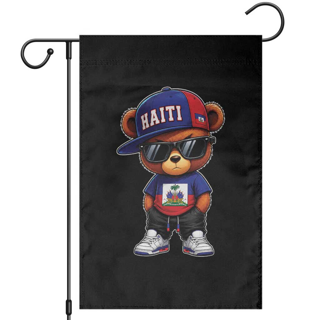 Cute Haiti Garden Flag Hip Hop Teddy Bear Haitian Flag Ayiti Roots TS10 Black Print Your Wear