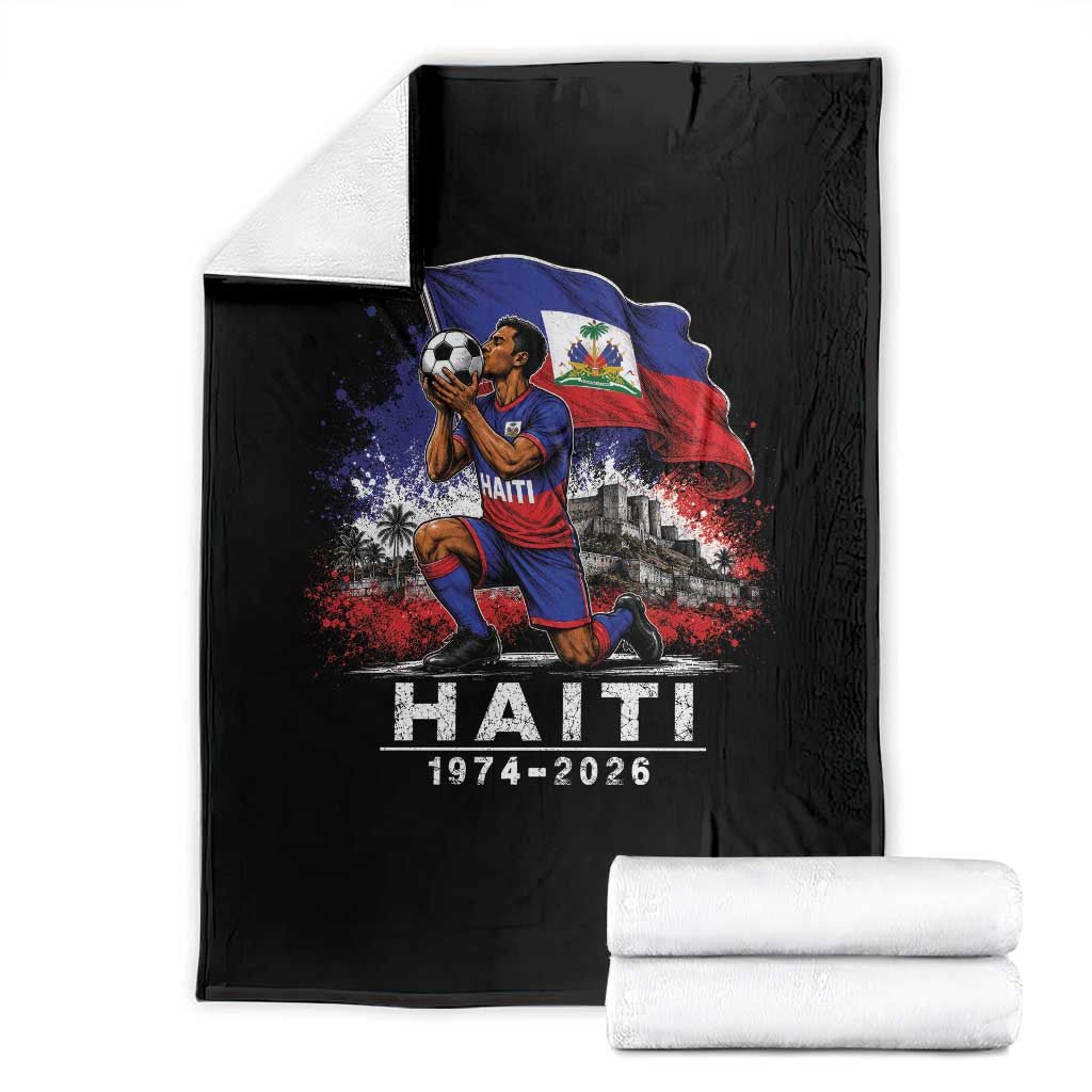 Haiti Soccer 2026 Throw Blanket Retro Vintage Watercolors Sport Haitian Flag Ayiti Lover Football Fan TS10 Black Print Your Wear