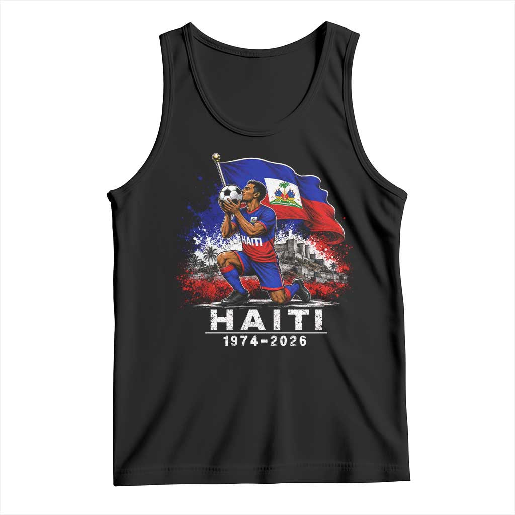 Haiti Soccer 2026 Tank Top Retro Vintage Watercolors Sport Haitian Flag Ayiti Lover Football Fan TS10 Black Print Your Wear