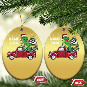 Personalized Dinosaur Christmas Christmas Ornament Custom Name Merry Rexmas Xmas Pet Dino Trex Red Truck Family TS10 Oval Gold Print Your Wear