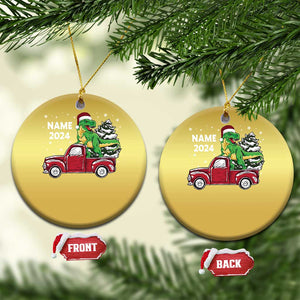 Personalized Dinosaur Christmas Christmas Ornament Custom Name Merry Rexmas Xmas Pet Dino Trex Red Truck Family TS10 Circle Gold Print Your Wear