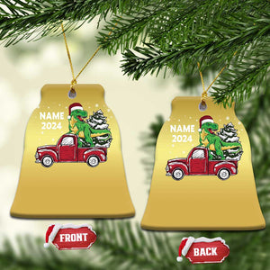 Personalized Dinosaur Christmas Christmas Ornament Custom Name Merry Rexmas Xmas Pet Dino Trex Red Truck Family TS10 Bell Flake Gold Print Your Wear