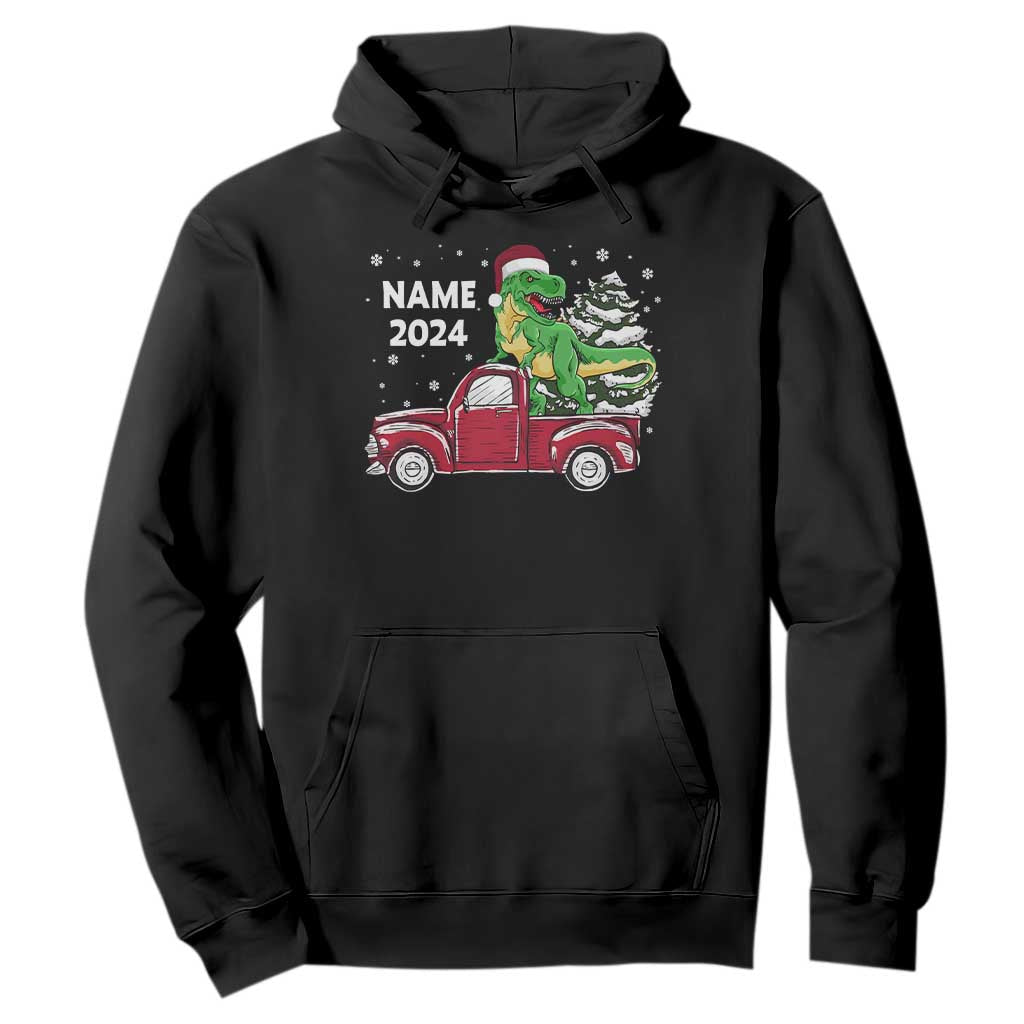 Personalized Dinosaur Christmas Hoodie Custom Name Merry Rexmas Xmas Pet Dino Trex Red Truck Family TS10 Black Print Your Wear