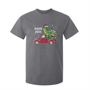 Personalized Dinosaur Christmas T Shirt For Kid Custom Name Merry Rexmas Xmas Pet Dino Trex Red Truck Family TS10 Charcoal Print Your Wear