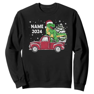 Personalized Dinosaur Christmas Sweatshirt Custom Name Merry Rexmas Xmas Pet Dino Trex Red Truck Family TS10 Black Print Your Wear