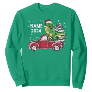 Personalized Dinosaur Christmas Sweatshirt Custom Name Merry Rexmas Xmas Pet Dino Trex Red Truck Family TS10 Irish Green Print Your Wear