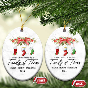 Personalized New Parents Gift Christmas Ornament 2024 Custom Name 1st Baby Gifts First Christmas As A Family Of Three TS10 Oval White Print Your Wear