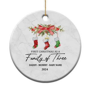 Personalized New Parents Gift Christmas Ornament 2024 Custom Name 1st Baby Gifts First Christmas As A Family Of Three TS10 Print Your Wear